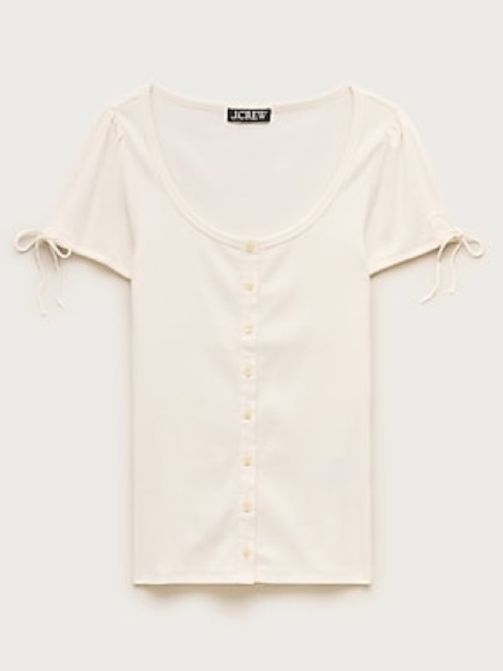 J crew ivory Perfect rib button-up shirt with satin trim